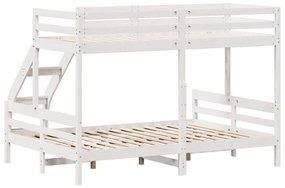 fehér tömör fenyőfa emeletes ágy 80 x 200/140 x 200 cm