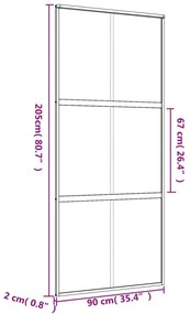 aranyszínű ESG tejüveg és alumínium tolóajtó 90 x 205 cm