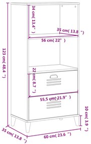 VIKEN antracitszürke szerelt fa könyvszekrény 60 x 35 x 123 cm