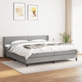 Világosszürke szövet rugós ágy matraccal 200 x 200 cm