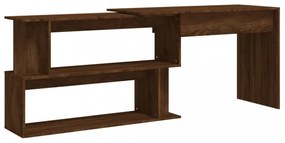 barna tölgyszínű szerelt fa sarokasztal 200 x 50 x 76 cm