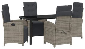 vidaXL Kert étkező szett párnával 5 pcs Szürke polirattan