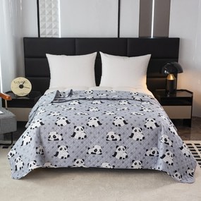 Ágytakaró mintával PANDA szürke Méret: 170 x 210 cm