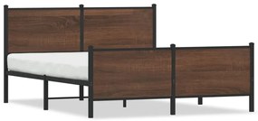 barna tölgy színű fém ágykeret matrac nélkül 150 x 200 cm