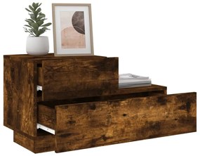 füstös tölgy színű éjjeliszekrény LED-fényekkel 70x36x40,5 cm