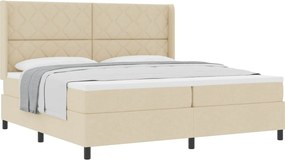vidaXL Boxrugós ágy matracmal fejtámlával Krém 200 x 200 cm szövet