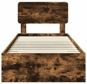 vidaXL Ágykeret fejtámlával fiókkal Füstölt tölgy 75 x 190 cm Faanyag