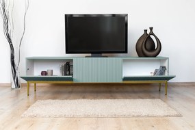 Nicole 200 cm-es TV-szekrény - zsálya MDF/ arany lábak