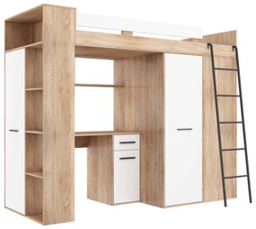 Emeletes ágy 90 cm Vivian (J) (ágyráccsal) (szonoma tölgy + fehér). 1048530