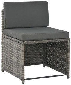 7-részes szürke polyrattan kültéri étkezőszett párnákkal