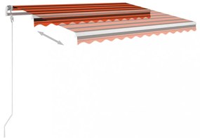 narancssárga-barna kézzel kihúzható LED-es napellenző 3,5x2,5 m