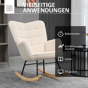 Hintaszék, relaxációs szék berber gyapjúval, bézs, 71 x 92 x 101 cm