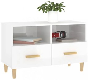 fehér magasfényű szerelt fa TV-szekrény 80x36x50 cm