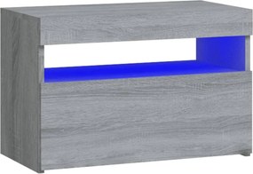 vidaXL szürke sonoma színű éjjeliszekrény LED világítással 60x35x40 cm