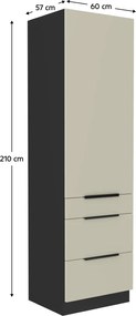 Magas szekrény, kasmír/fekete, ARAKA 60 DKS-210 3S1F