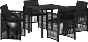 vidaXL Kert étkező szett 5 pcs Fekete Porszórt acél