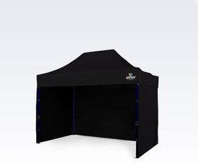 Gyorsan felállítható pavilon 2x3 m (3 fal): Acélos tartósság árusoknak - plusz 3 oldalfal - Fekete