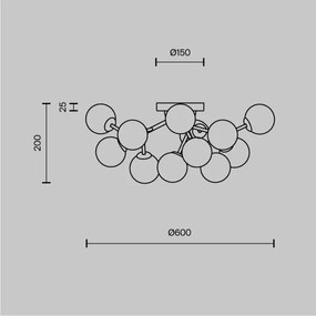 Maytoni MOD545CL-12B - DALLAS mennyezeti lámpa 12xG9/28W/230V fekete/füstszínű