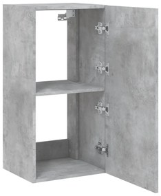betonszürke falra szerelhető TV-szekrény LED-del 40,5x35x80 cm