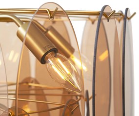 Art Deco függőlámpa arany borostyánszínű üveggel ovális 14-lámpás - Mochan