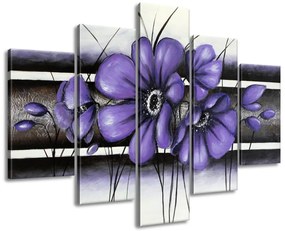 Gario Kézzel festett kép Titokzatos lila pipacs - 5 részes Méret: 150 x 105 cm