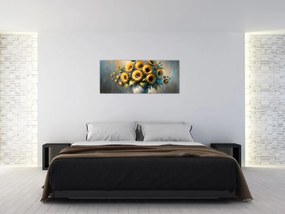 Kép – Napraforgós váza (120x50 cm)
