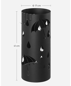 Esernyőtartó, kör alakú esernyő mintás, fekete 17x17x41cm