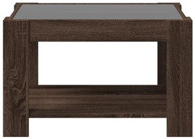 barna tölgy szerelt fa dohányzóasztal LED-del 73 x 53 x 45 cm