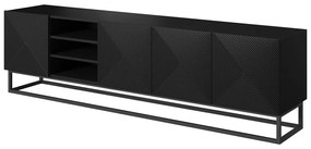 Asha TV-szekrény 200 cm fém lábakkal - matt fekete