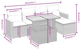 6 részes szürke polyrattan kerti ülőgarnitúra párnákkal