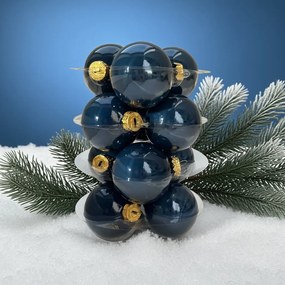 Midnight Blue kék üveg karácsonyi gömb szett 12*6cm