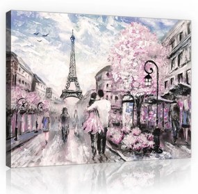 Szerelmes pár Párizsban, vászonkép, 60x40 cm méretben