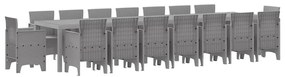 Kert étkező szett 17 pcs Világosszürke Polt rattan