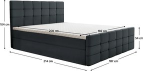 Boxspring ágy, 180x200, szürke, BEST