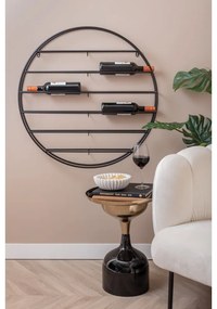 Fekete fali fém bortartó polcos állvány, palackok száma 12 80x80x9 cm Redondo – PT LIVING