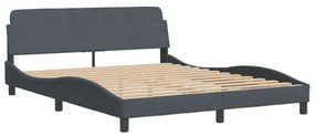 sötétszürke bársony ágykeret Dover 160 x 200 cm