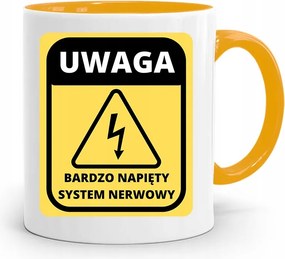 Bögre Sárga Vicces Feszes Rendszer Figyelem nyomott mintával