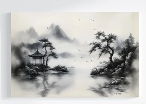 Vászonkép Canvas Grafika Tinta Ázsia Kína Tájkép Pagoda 120x80