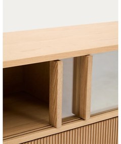 Natúr színű TV-állvány tölgyfa dekorral 200x54x40 cm Helvine – Kave Home