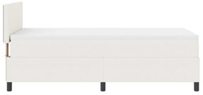 Boxspring Ágy Matrac &amp; LED Krém 100x200 cm Bordázott Szövet