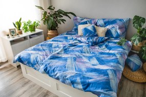 3 részes pamut lepedő Blue righe 200x140cm+90x70cm TiaHome