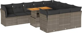 vidaXL 11 részes szürke polyrattan kerti ülőgarnitúra párnákkal