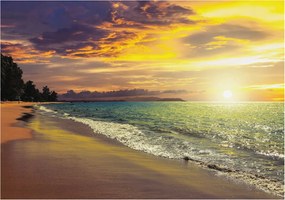 Fotótapéta Flizelin Fal Hálószoba Tengerpart naplementekor 208x146 Ragasztó