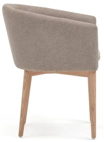Bézs kárpitozott karfás étkezőfotel Harlan – Kave Home