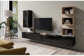 Nappali fal Calabria C36 BLACK (fekete + artisan tölgy) (világítás nélkül). 1051583