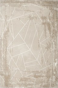 Sűrű Szőnyeg Allora Bézs Barna Arany Háromszögek Vonalak A Nappaliba 200x290 cm