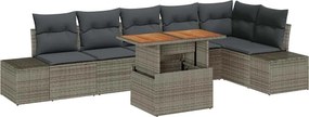 vidaXL Kert étkező szett párnával 7 pcs Szürke és Barna