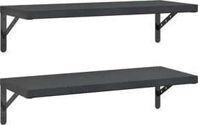vidaXL 2 db fekete rozsdamentes acél fali polc 75 x 30 cm