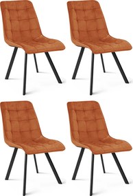 Étkezőszék CIEZA VELVET fekete lábakkal, terrakotta