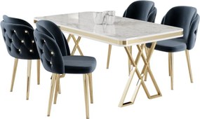 Rigel étkezőgarnitúra, fehér-arany, 130 cm – TR240CHR2223